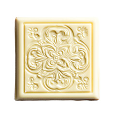 Decorative Cream-Colored Soap Bar with Ornate Floral Design