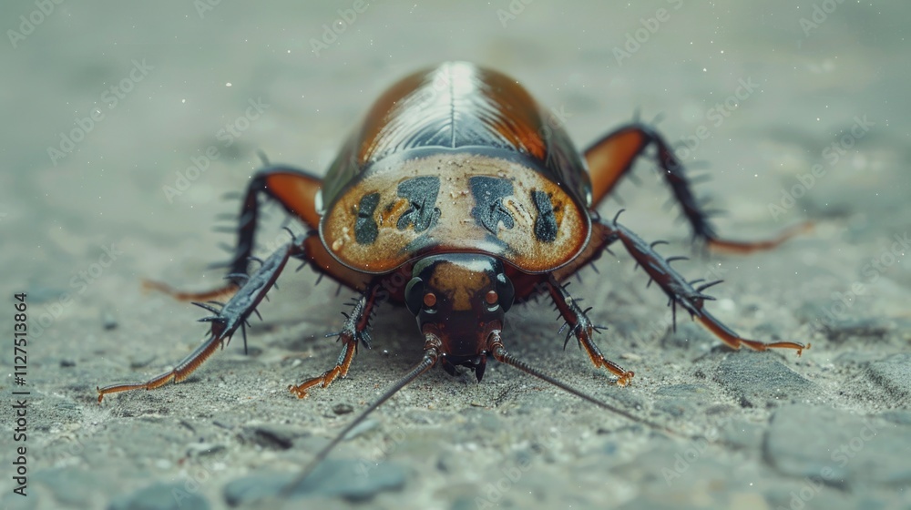 Poster a close-up shot of a bug on the ground, perfect for magnifying the tiny details in your macro photog