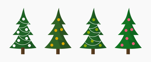 Christmas trees icons set. Vector illustration.