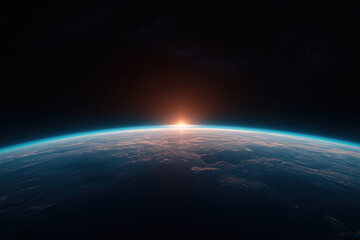 Sunrise over Earth from space highlighting atmospheric colors and curvature