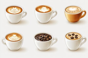 A selection of six different coffee cups and brewing methods
