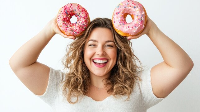 Joyful Woman with Donuts