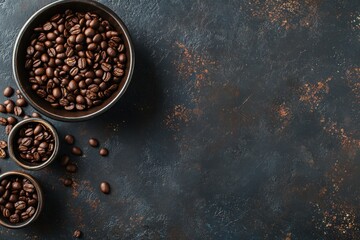 Obraz premium A close-up of coffee beans on a dark background highlighting texture and detail.