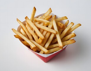 french fries on white background