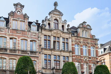 Fototapeta premium Facades of historic buildings in the center of the Belgian city of Leuven.