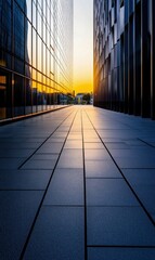 Fototapeta premium Modern Cityscape with Sunset Reflection