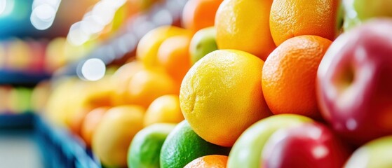 Fresh Colorful Fruits in Market Display