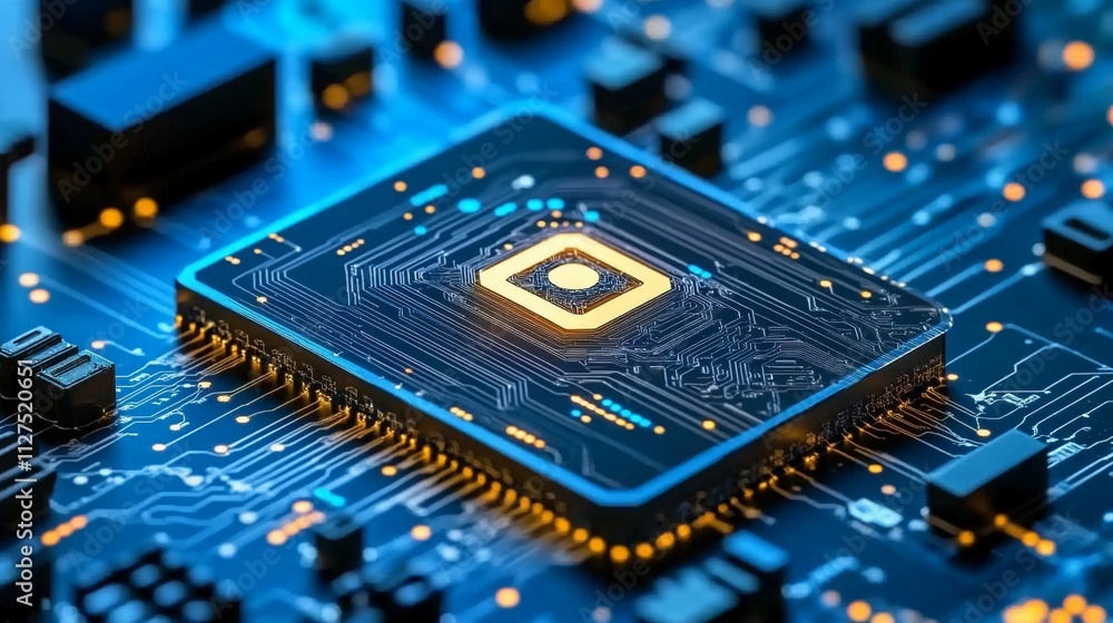 Aufkleber circuit board with microchip showcasing advanced technology in a modern electronic device