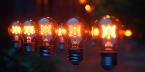 Fototapeta premium A collection of light bulbs hung on a string, ready for decoration or display