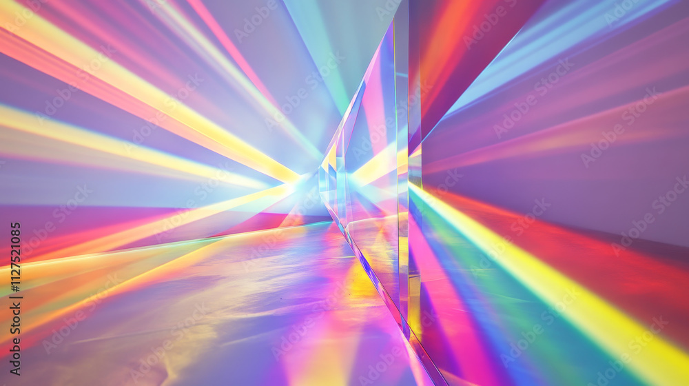 Poster rainbow colored flare effect. realistic 3d vector illustration set of abstract iridescent hologram l