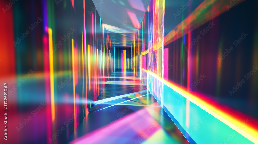 Poster rainbow colored flare effect. realistic 3d vector illustration set of abstract iridescent hologram l