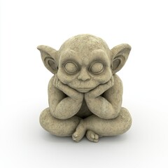 A majestic stone gargoyle featuring detailed craftsmanship and wings, seated in grandeur, suitable for architectural or fantasy motifs, isolated on a white background.