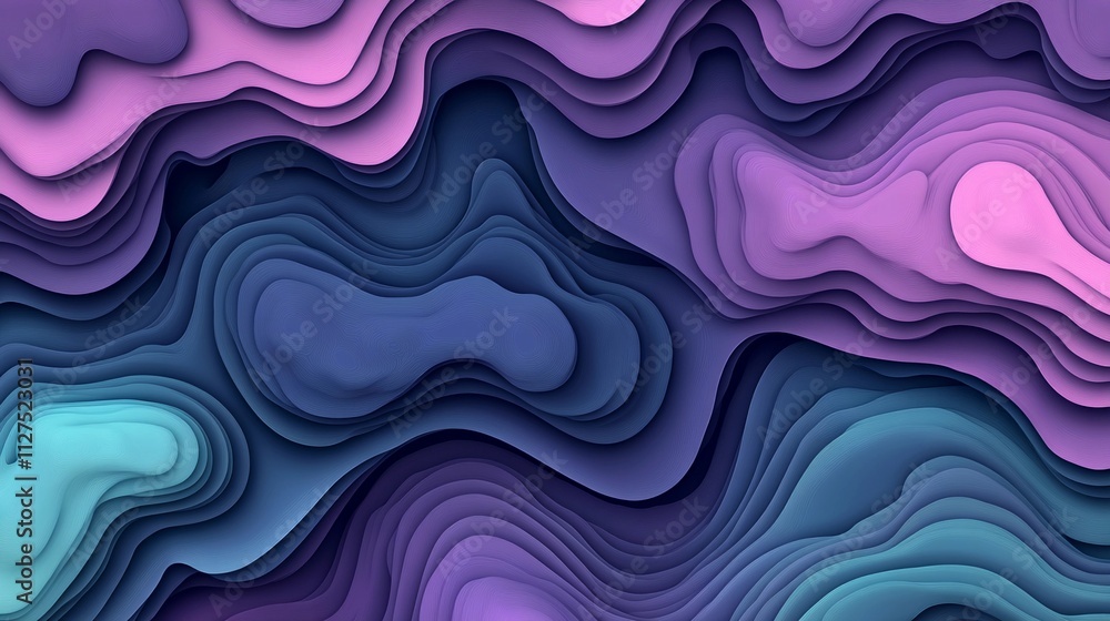 Poster colorful wave patterns flow seamlessly across a textured background in dynamic layers