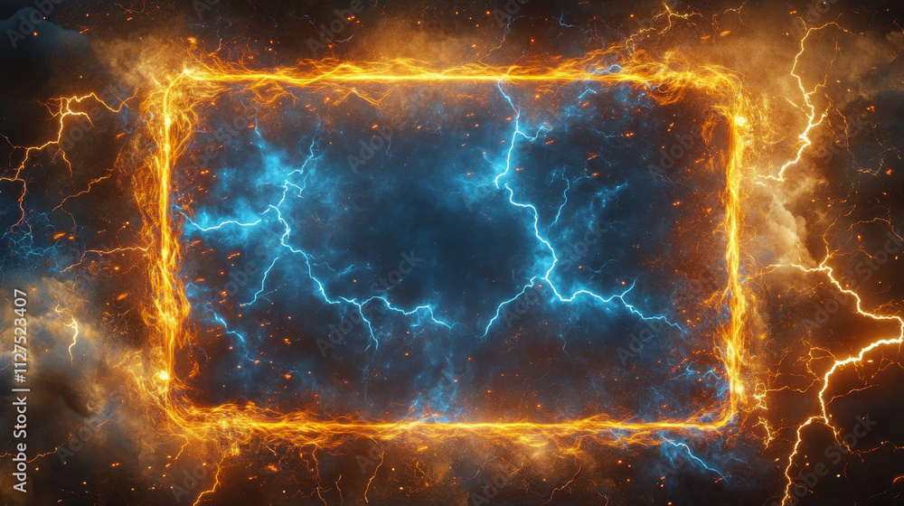 Aufkleber magic portals set with lightning strike and shimmering effects. vector realistic illustration of rou
