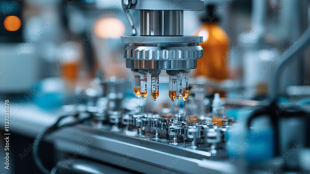 Aufkleber close up of medical device calibration process in lab setting