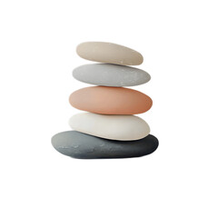 Fototapeta na wymiar Stacked Smooth Stones in Neutral Colors on White Background