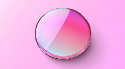 Obraz premium Pink hologram sticker with metal foil gradient. Iridescent circle with holographic color gradation for button. Cd disc circular rose oval swatch icon collection. Abstract shiny neon square badge set