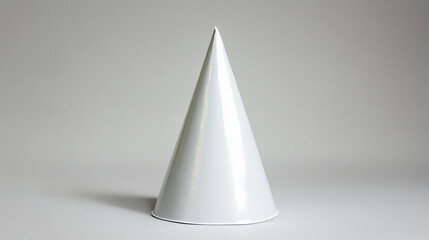 Fototapeta premium White party hat for birthday, anniversary, christmas celebration. Vector realistic 3d mockup of blank cone head caps for carnival, holidays and festive isolated on white background