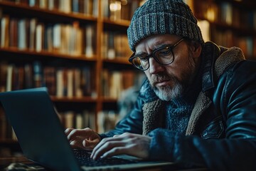 A person working on a laptop in a relaxed setting