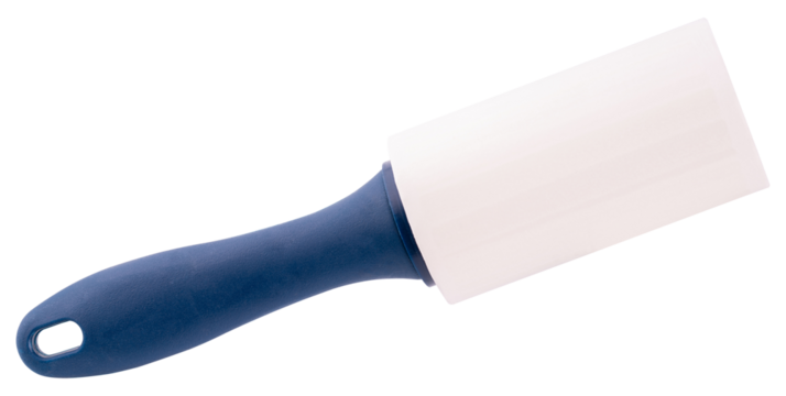 Lint roller. Sheets extra sticky lint roller tape. Pet lint remover for clothes, dandruff, furniture, carpet, dog and cat hair removal. Sheets extra sticky lint roller with handle. Isolated background