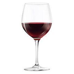 Elegant Red Wine Glass Filled With Dark Red Wine on White Background