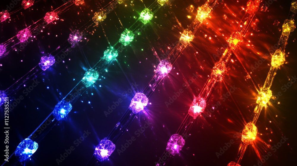 Poster iridescent diamond flare light with overlay effect on transparent bg. realistic vector illustration 