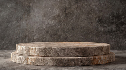 Fototapeta premium 3d rock product display podium. Nature stone texture pedestal for studio. Realistic cosmetic rough platform for mockup isolated on background. Premium grunge stage block vector object design set