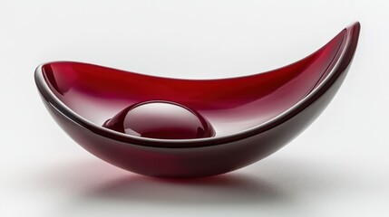 A sleek, red decorative bowl with a spherical accent, showcasing modern design aesthetics.