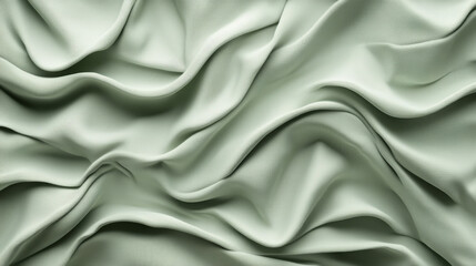 Fototapeta premium Light green satin cloth background. Vector realistic illustration of grass color silk fabric with wavy surface, luxury soft textile material, smooth texture, curtain with abstract folds, liquid paint