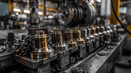 Manufacturing precision parts industrial facility machinery workshop environment close-up view engineering innovation