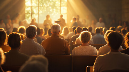 Gathering of faith and community in a warm light-filled space