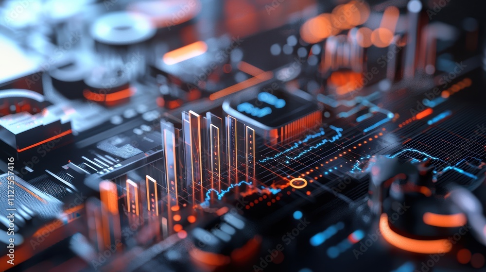 Poster cutting-edge data visualization and infographic design techniques for digital interfaces in tech env