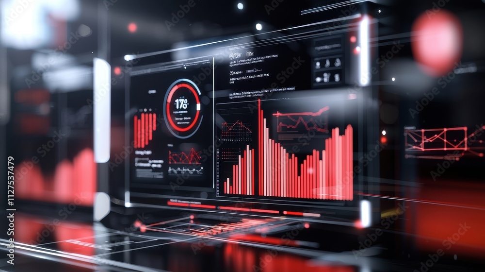 Poster futuristic technology environment insights from a modern data visualization dashboard interface
