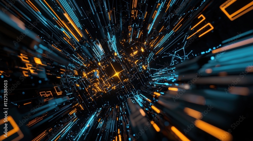 Poster dynamic motion graphics a futuristic journey through the abstract digital realm