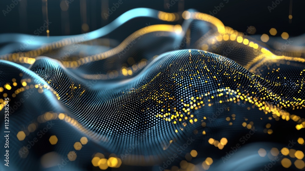 Poster dynamic digital waves abstract space 3d visualization dark environment futuristic concept for seo im