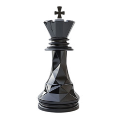 Black geometric king chess piece isolated on white background
