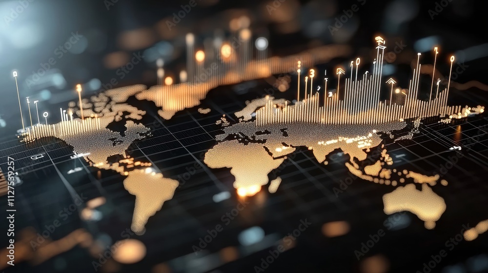 Aufkleber global data visualization trends worldwide infographic digital environment aerial view data insights