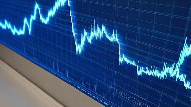 Financial market chart showing fluctuating stock prices and real-time market performance
