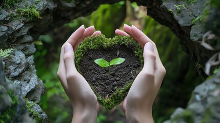 Planting hope nurturing new life in nature's embrace forest setting close-up shot environmental awareness