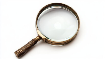 3d magnify glass search in document paper vector. Check business information in content to find symbol. Loupe tool and agreement page to analyze. Realistic magnifier inspect application on web