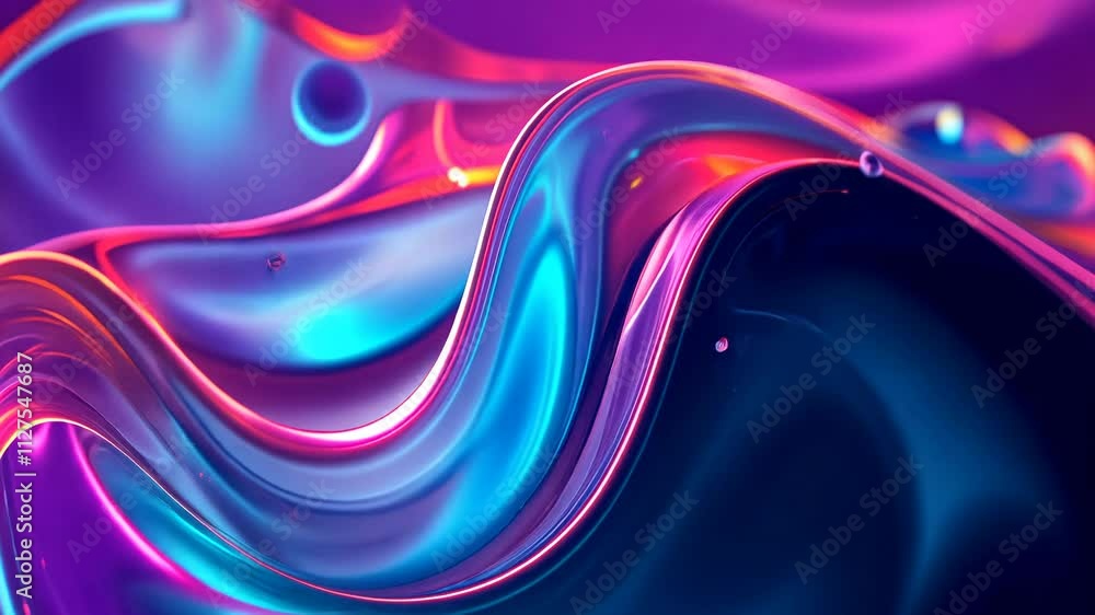 Poster vibrant abstract liquid shapes with neon colors and fluid motion