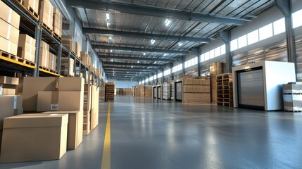 Obraz premium Warehousing operations logistics efficiency in modern facilities interior industrial environment