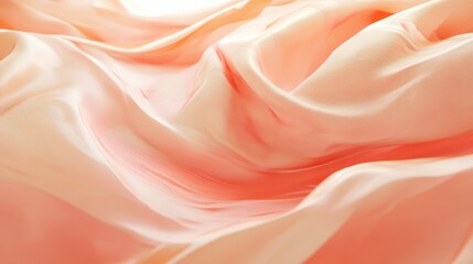 Obraz premium Soft peach silk fabric with elegant, flowing folds and subtle highlights.