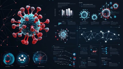 Virus data visualizations scientific research lab infographic digital overview health insights