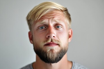 Portrait of a bearded man with a focus on his facial features