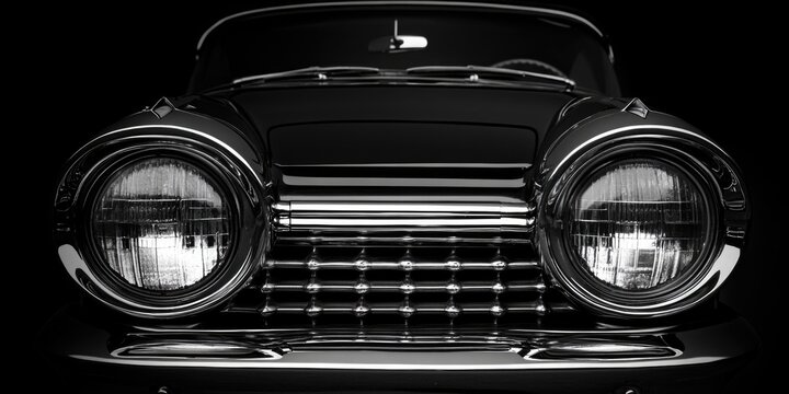 Fototapeta A vintage car photographed in black and white