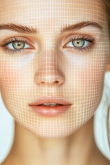 Cybersecurity and futuristic technology. Holographic portrait