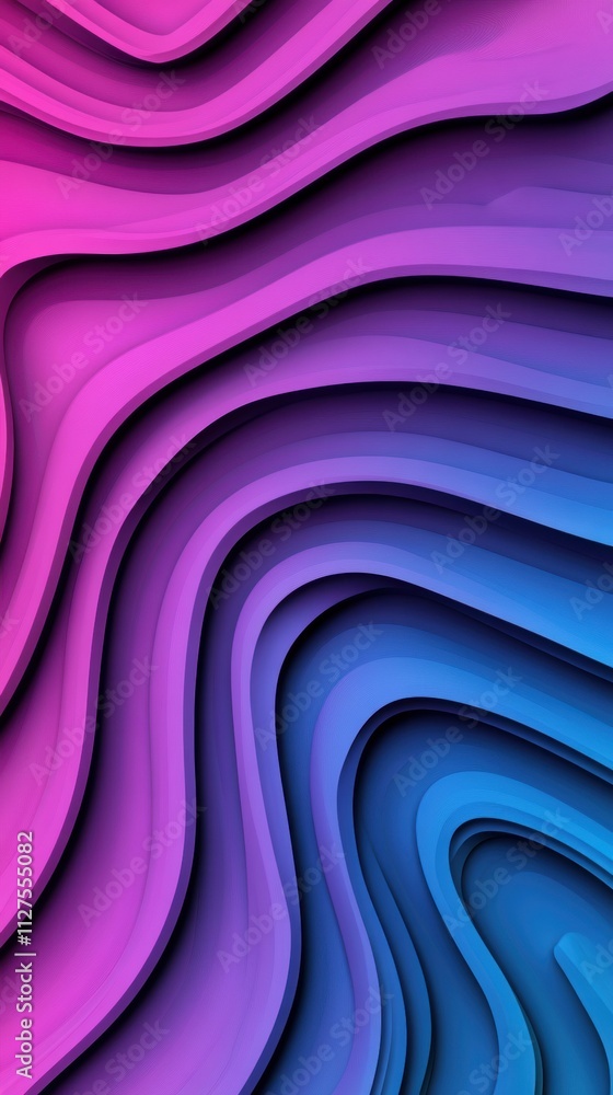 Poster colorful abstract 3d wave pattern with vibrant pink and blue gradients creating a dynamic visual eff