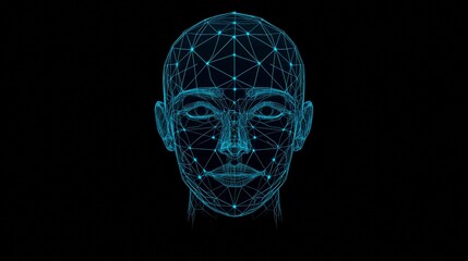 Authentication by facial recognition concept. Biometric futuristic AI biometric facial recognition. Neural network. Privacy and modern scanning technology