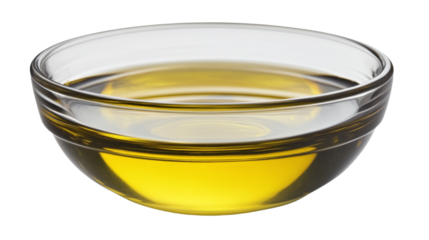 Glass bowl with vegetable oil for culinary use